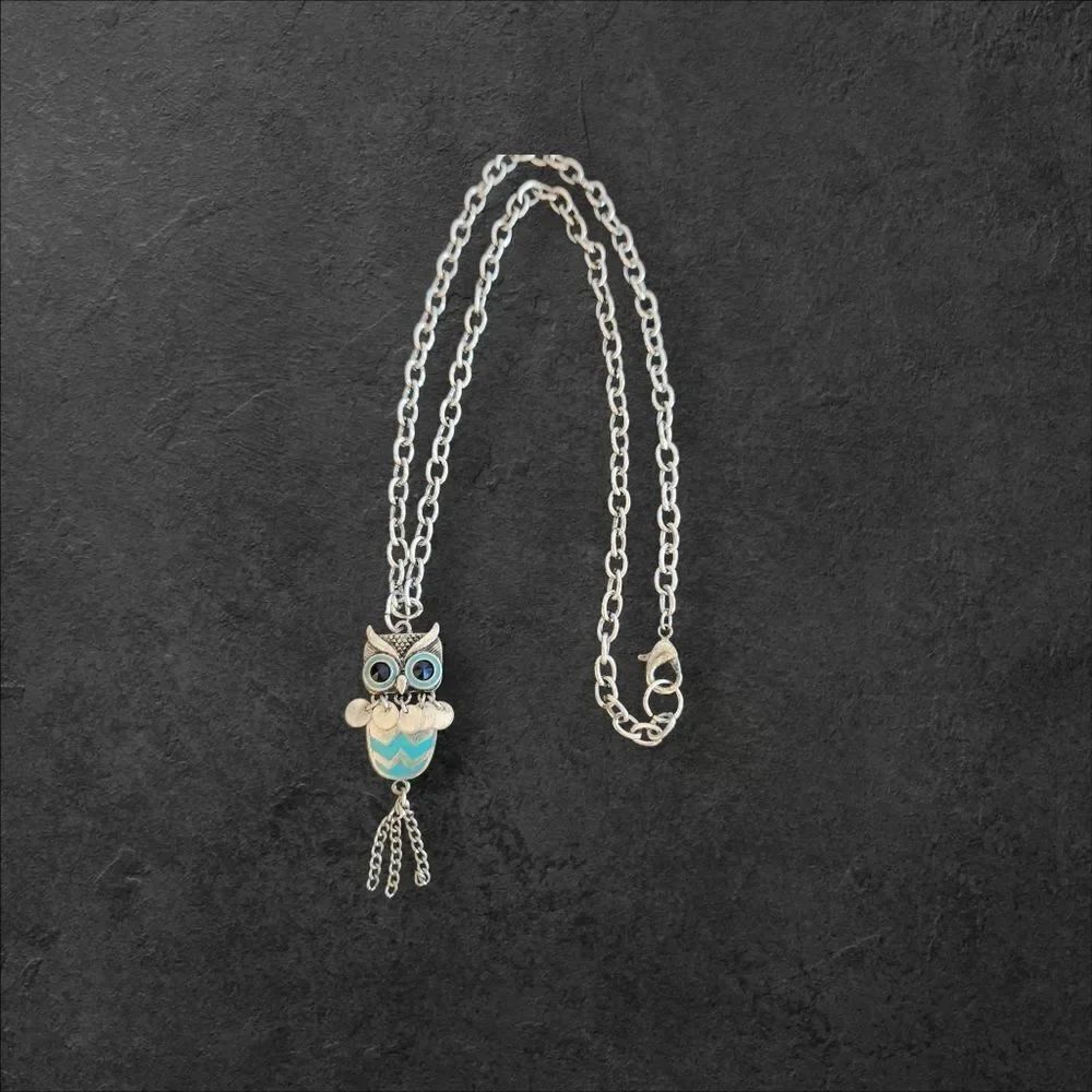 Unbranded Silvertone Owl Dangle Pendant Necklace Fashion Jewlery